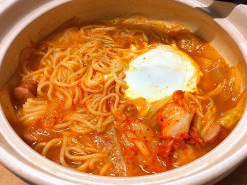 焼きそばの麺で！シメのキムチラーメン